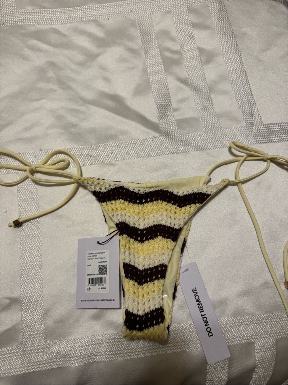Princess Polly Passiona Tie Side Bikini Bottom – Butter/Chocolate | Size 2 | NWT